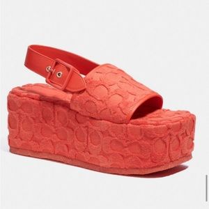 Coach noelle platform terricloth sandals orange size 6.5